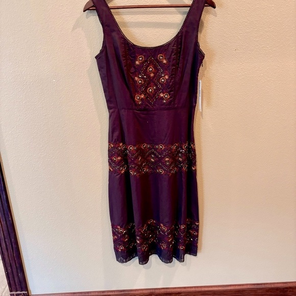NWT Antonio Melani Havana Nights Dress in Espresso, size 4, Embroidered Beaded - Picture 1 of 13